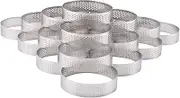 20Pcs Circular Tart Rings with Holes Fruit Pie Quiches Cake Mousse Kitchen Baking Mould Perforated Cake Mousse Ring 8cm