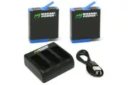 Wasabi Power Battery (2-Pack) and Triple Charger for GoPro Hero8 Black (All Features Available), Hero7 Black, Hero6 Black, Hero5 Black, Hero2018, Fully Compatible with Original