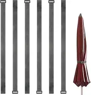 LUTER Patio Umbrella Strap, 6pcs Adjustable Parasol Straps Nylon Patio Umbrella Tie Strap for Wind Patio Umbrella Secure Strap Hook and Loop Straps Patio Umbrella Accessories (Grey)