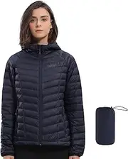[OutPro] Down Jacket Women's Lightweight Packable Transition Jacket Warm Winter Jacket with Hood Outdoor for Women Warm Polythermal Lining with Pockets for Leisure Hiking Travel