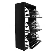 Shoes Storage Rack Organiser Wooden Shelf 3 Doors 45 Pairs Black