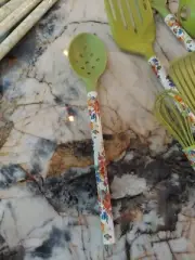 RETIRED NEW Mackenzie Childs Flower Market Enamel Slotted Spoon.