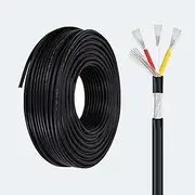 3-core Shielded Wire 18AWG/20AWG Tinned Copper Core Tinned Copper Spiral Shield Black PVC Insulation 300V 80℃ UL2547 Flexible Industrial Signal Cable(100ft(31M),18AWG-3C)