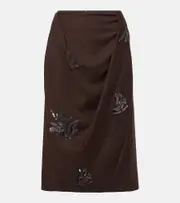 [Jacques Wei] Jacques Wei Embellished midi skirt AU 14 brown