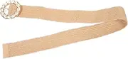 [FRCOLOR] Woven Belt for Women Elastic Material with Unique Shell Round Buckle for Vacation Outfits and Country Concerts Handmade Summer Accessory