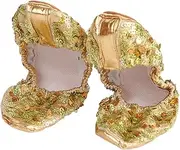 [GLSTOY] Dancing Shoes Photo Foldable Heels Ankle Sequin Gym Shoes Red Slippers Dance Socks Trinket Sparkly Sandals Sneakers Accessories Ballet Shoes Round Plate Shoes Golden