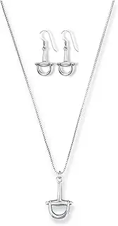 [Uniquely Quaint] Silver Half horse bit necklace & earrings Set, Lexi, One Size, Sterling Silver, No Gemstone