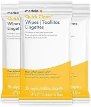 Medela Quick Clean Breast Pump & Accessory Wipes 90ct, 3 Pack of 30Count, Resealable, Convenient & hygienic On The Go Cleaning for Tables, Countertops, Chairs, & More