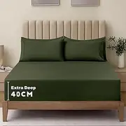 Hotel Comfort Single Fitted Sheet Set/2 Pieces 2000TC Ultra Soft Durable Brushed Microfiber Bed Set/Extra Deep Pocket Fitted Sheet & 1 x Pillow case (Single/Cypress)
