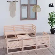 7 Piece Garden Lounge Set Solid Pinewood Patio Bar Sets