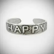 HAPPY Toe Ring - SOLID Sterling Silver - Made in the USA