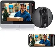 YOPOWER Smart Video Doorbell, Peephole Camera, Peep Hole Viewer with 1080P HD Camera, with LCD Display, PIR Detection, Two Way Audio, Night Vision, Cloud/TF Card Storage