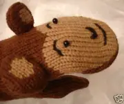 MONKEY MITTENS knit ADULT Small LINED animal ski cap costume MATCH Hat Separate