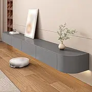 MWall Mounted Floating TV Cabinet with Hidden Compartments Open Shelves and Sleek Media Console for Entertainment Center White/Grey 280cm/240cm