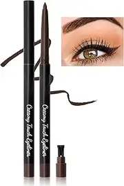 Erinde Black Gel Eyeliner for Mature Women - Waterproof Smudge-proof Eye Liner Pencil, Gel Cream Matte Texture, Built-in Sharpener, Long Lasting Precision Waterline Eyeliner for Older Women #02 Brown