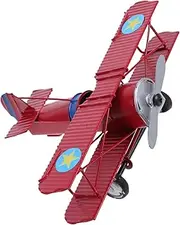 Gatuida Vintage Iron Biplane Model Metal Airplane Figurine Retro Home Decor for Unique Present for Birthdays Classic Steampunk Plane Ornament Red
