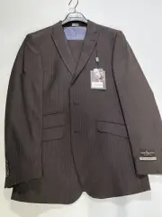 Mens Angelo Di Franco Chocolate Stripe Hand Tailored Slim Fit Suit 38R NEW