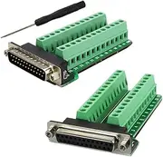DB25 Connector to Wiring Terminal Db25 Breakout Board Solder-Free (Male Adapter x 1, Female Adapter x 1 with Nut)