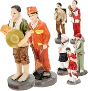 RORPOIR 7pcs Resin Miniature People Models for Sand Tables Realistic People Figures Different Occupations for Boys and Girls DIY Toys