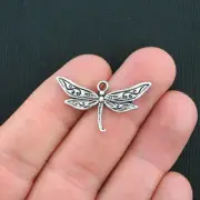 BULK 40 Dragonfly Charms Antique Silver Tone Larger Size- SC3501