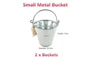 2 x Small 15cm Metal Galvanize Water Bucket Pot Cleaning Pail Handle Ice Container