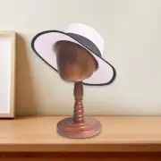 Wooden Mannequin Head Model Hat Hairpieces Display Stand Stable Base Height 36cm