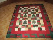 9 patch Scrappy Machine Pieced and Machine Quilted Christmas quilt-one of a kind