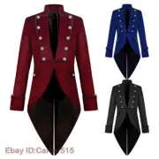 Men Long Jacket Frock Coat Showman Tuxedo Tailcoat Dress Victorian