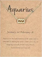 [YALLNASL] Aquarius Constellation Gift Necklace for Women Girls Gold Zodiac Aquarius Necklaces Jewelry Aquarius Zodiac Sign Necklace for Women Aquarius Gifts Aquarius Pendant Necklace