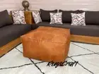 Handmade Brown Footrest Moroccan Ottoman Footstool Pouffe Leather Unstuffed