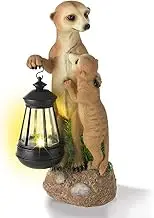 Solar LED Meerkat Family | Hand Painted & Wireless with Automatic Daylight Sensor | 8 Hours Light Time | 30 x 14 x 11 cm