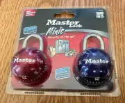Two Master Locks One Combination Locks Mini Sports Red & Purple Ball Metal "NEW"