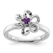 Sterling Silver Stackable Expressions Polished Amethyst Flower Ring
