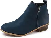 [HOBTEC] Ankle Boots for Women Wide Fit Slip on Ankle Boots Side Zip Fashion Boots Classic Short Boots Modern Pointed Toe Ladies Boots Chunky High Heel Stylish Walking Shoes