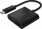 Belkin AVC002btBK USB-C to HDMI Adapter + Charge (Supports 4K UHD Video, Passthrough Power up to 60W for Connected Devices) MacBook Pro HDMI Adapter