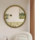 Decorative Wall Mirror 70 cm Round Frame Gold Ball Detail Minimalist Style Home