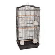 Pet Bird Cage Parrot Aviary Canary Budgie Finch Perch Black Portable Metal