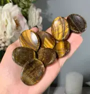 Natural Tiger Eye Worry Palm Pocket Stone Rocks Healin Crystal Mineral Specimens