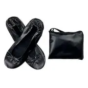 Foldable Ballet Shoes with Storage Bag - Super Soft, Breathable, Wear-Resistant for Yoga & Dance black M