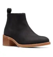 Clarks Cologne Top Womens UK 5 D Black Nubuck Leather Block Heel Chelsea Boots