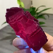 193G Natural black rose fluorescent cube fluorite specimen glow under UV light