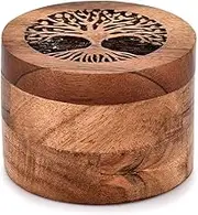 Samhita Handmade Acacia Wood Urn for Human Ashes, Tree of Life Wooden Box Urns for Ashes - Cremation Pet Urns for Dogs Ashes, Urn for Ashes (3.5" x 3.5" x 2.5")