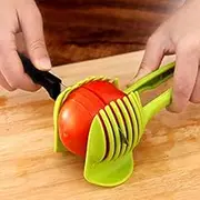 1pc Fruit Vegetables Slicer Round Tomato Lemon Egg Holder Cutter Tool Kitchen Green