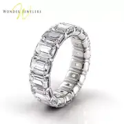 6.5ctw Emerald Diamond Petite Prong Set Eternity Band 14K White Gold