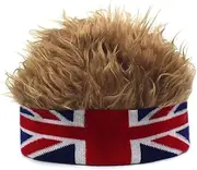 [KiRYu] Halloween Unisex Funny Beanie Hat Headband with Spiked Hair Hat Wig Peaked Fake Hat with Hair