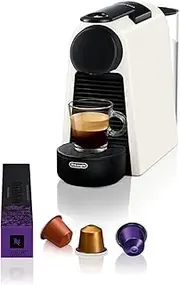 De'Longhi Nespresso Essenza Mini EN85W.SOLO, Automatic Coffee Maker, Single-Serve Capsule Coffee Machine, Welcome Set Included, Compact Design, 19 Bar Pressure, 1150W, Pure White