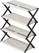 Ｂｅｓｇａ Folding Shoe Rack Shoe Shelf 4 Layers Lightweight Vertical Shoe Closet Storage Rack Shoe Storage Organizer for Garage RV Dorm, Small