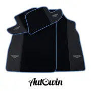 AutoWin Black Floor Mats for Bentley Continental GT (2018-2023) | Blue Trim (for: Bentley)