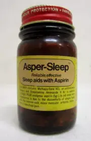 VINTAGE NOS ASPER-SLEEP AID W/ ASPRIN TABLETS AMBER GLASS BOTTLE DRUG STORE