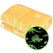 Glow in The Dark Blanket Dinosaur Throw Blanket for Boys Kids Cute Dino Blank...